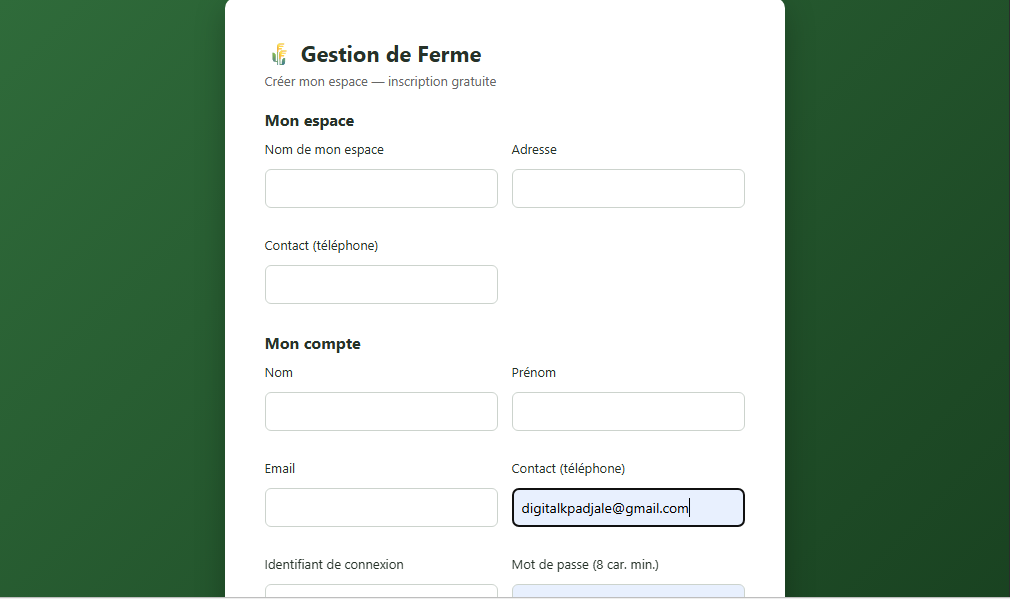 Logiciel de gestion de ferme — capture
