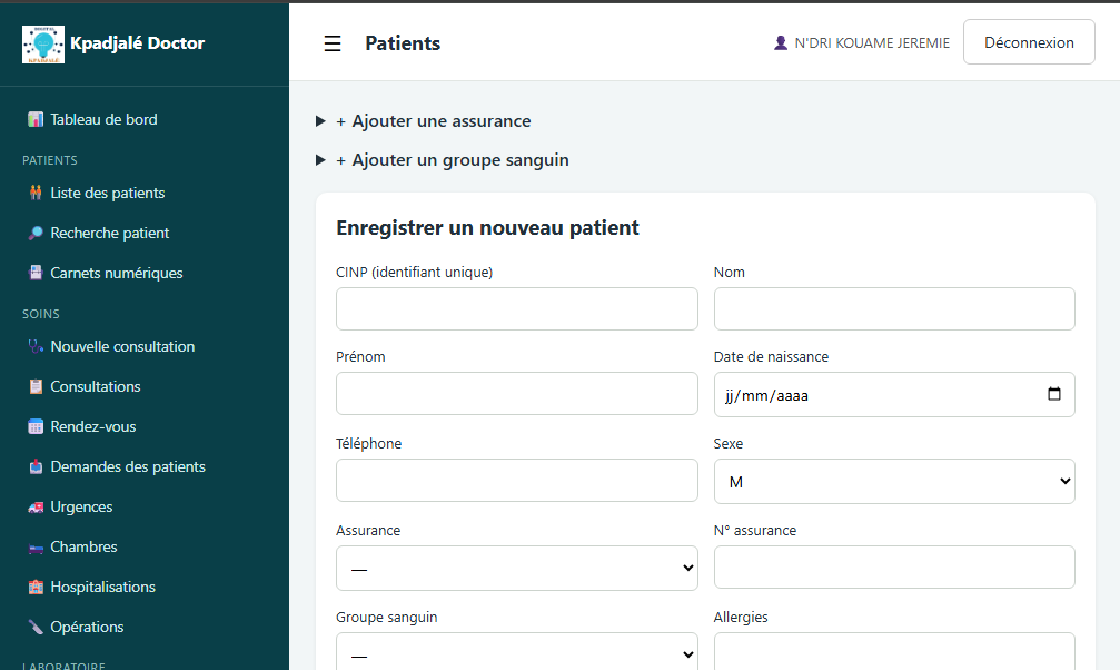 gestion d'hôpital — capture