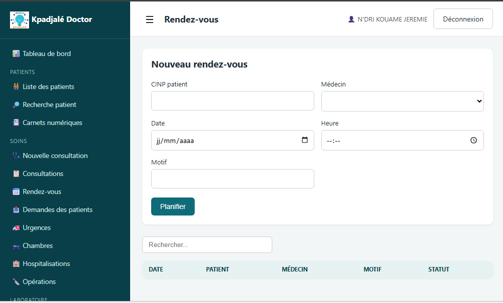 gestion d'hôpital — capture
