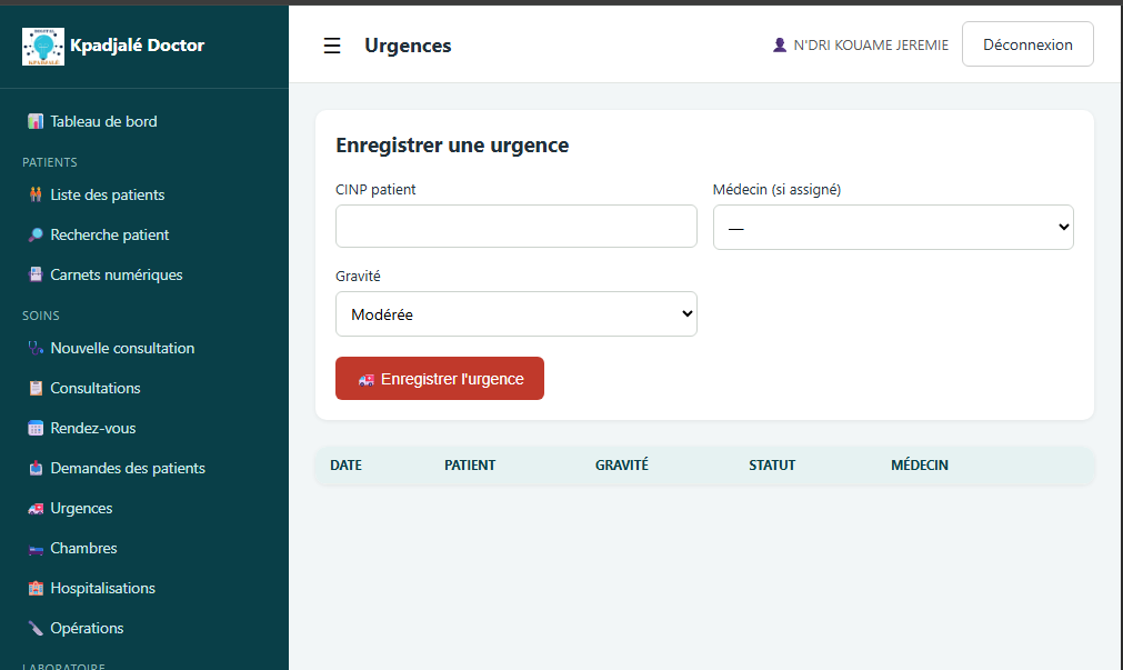 gestion d'hôpital — capture