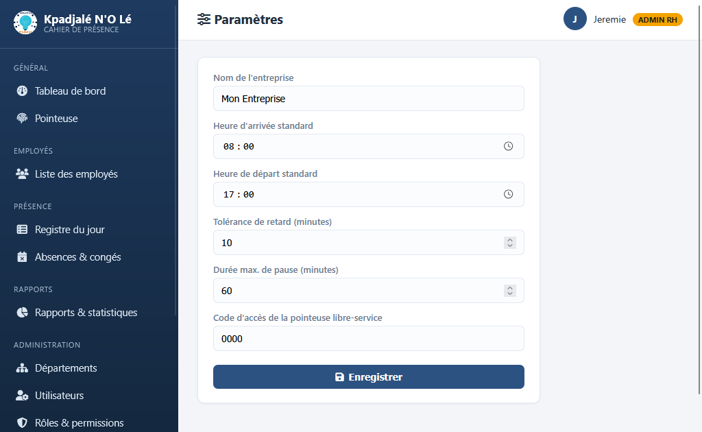 gestion présence — capture